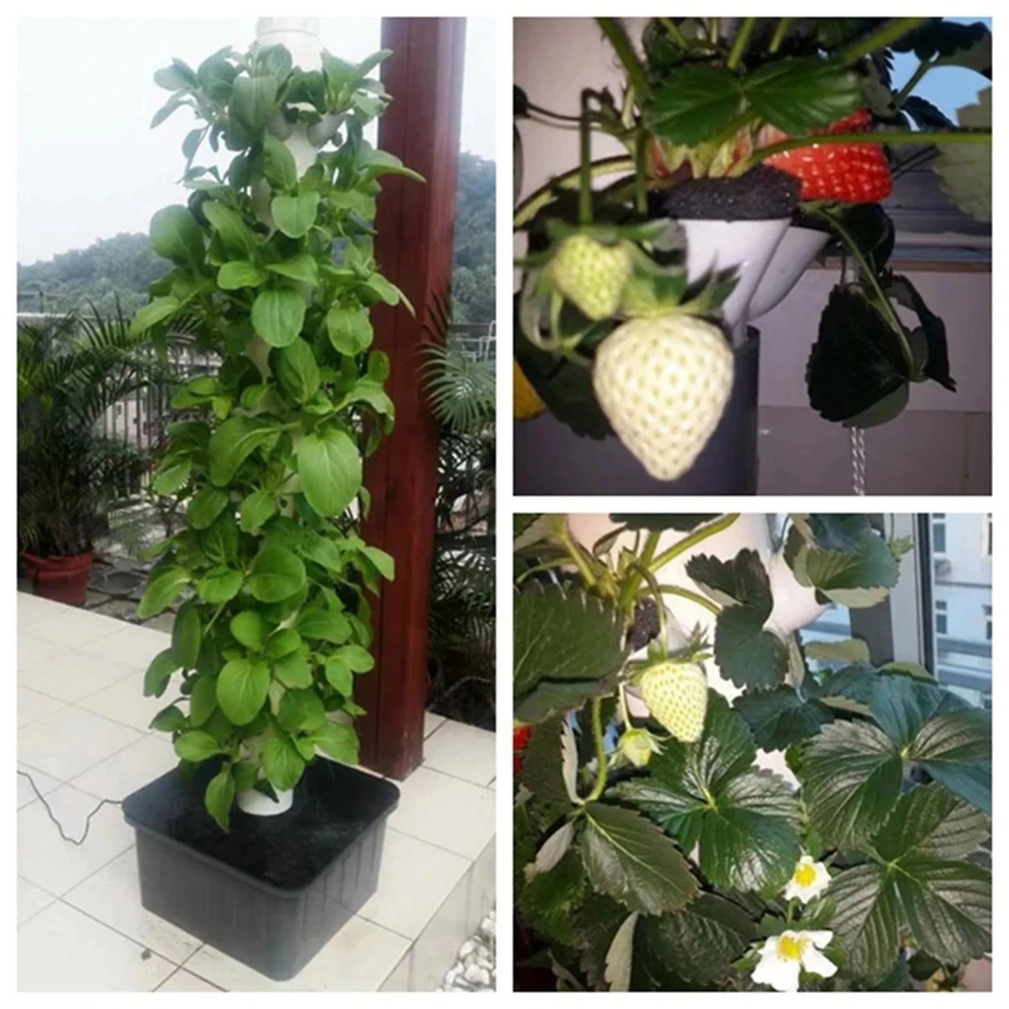 15/18/25/30 Holes Hydroponic Grow System Tower Kit Garden Planter Home Yard Water Pump Home Vertical Gardening Planter