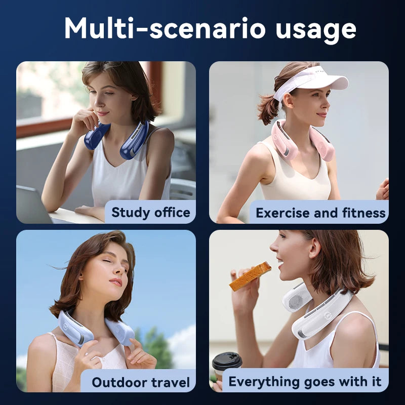 Xiaomi Portable Neck Fan Smart Digital Display Power Ventilador Rechargeable Outdoor Bladeless Silent Electric Neck Fan Cooler