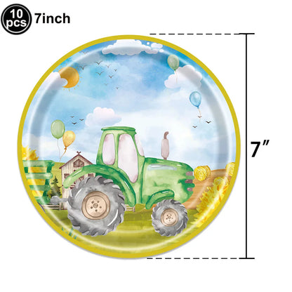 Farm Green Tractor Supplies Tractor Balloons Banner Hanging Swirl Cupcake Toppers Tractor Farm Themed Birthday Party Decorations