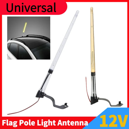Universal 12V Car External Light Antenna Car Flagpole Light Antenna Car Exterior Light  Yellow Light Flag Pole Light Antenna