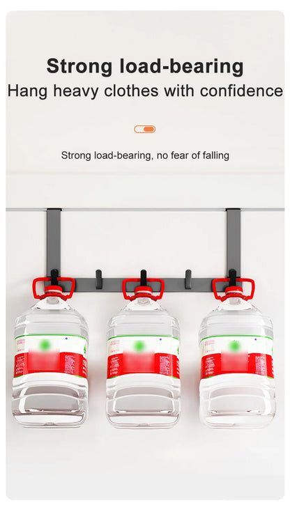 Hooks Over The Door Bathroom Organizer Rack Durable Hanging Row Hook Holder Clothes Coat Hat Towels Hanger Storage 5/6/7 Hooks