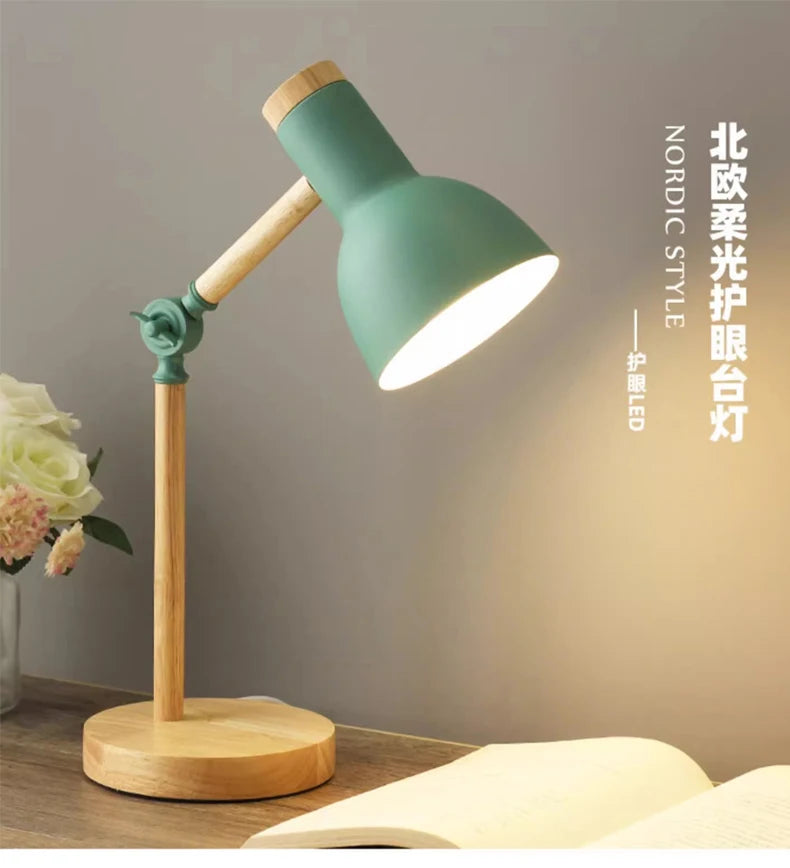 Nordic Decorative Eye Protection Small Table Lamp Modern Simple Cute Exquisite Bedroom Desk Bedside Lamp Girl Macaron Wood Lamp