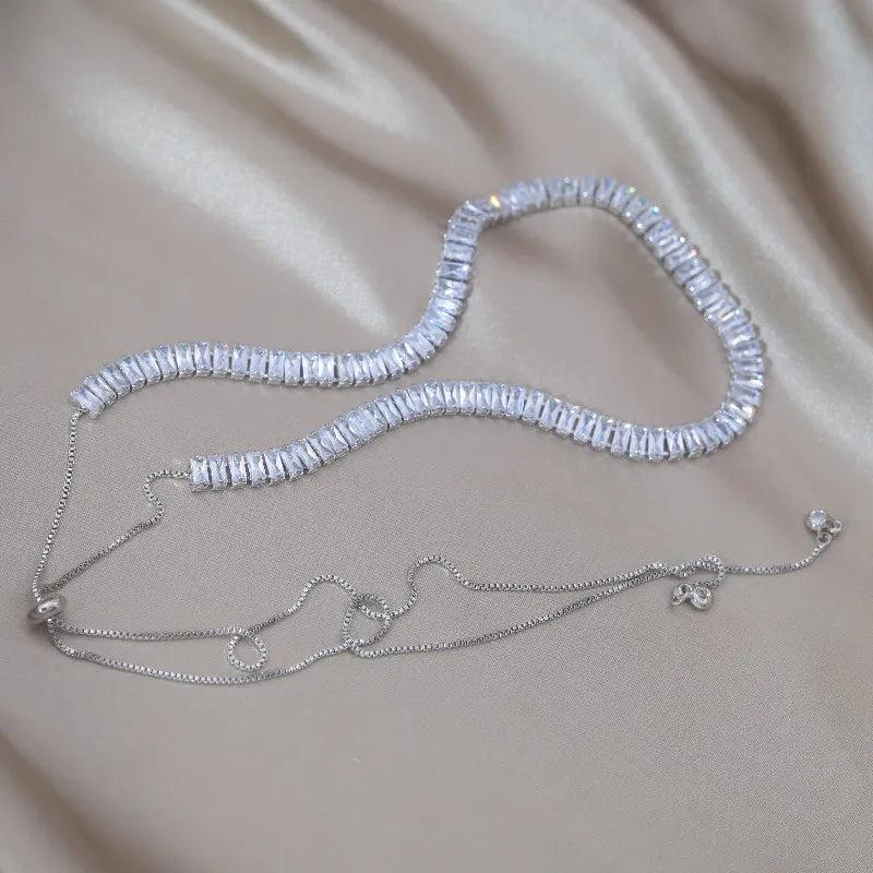 Korean hot selling fashion jewelry, copper inlaid zircon, luxury shiny necklace sexy ladies party necklace