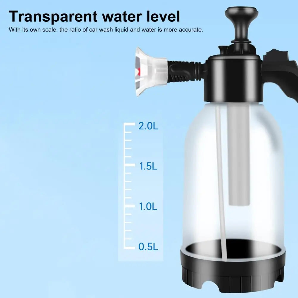 2L Pressure Sprayer Bottle With Ergonomic Handle Leakproof Hand Snow Foam Sprayer Water Pump Bottle With 2 Replacement Nozzles