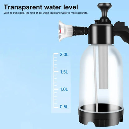 2L Pressure Sprayer Bottle With Ergonomic Handle Leakproof Hand Snow Foam Sprayer Water Pump Bottle With 2 Replacement Nozzles