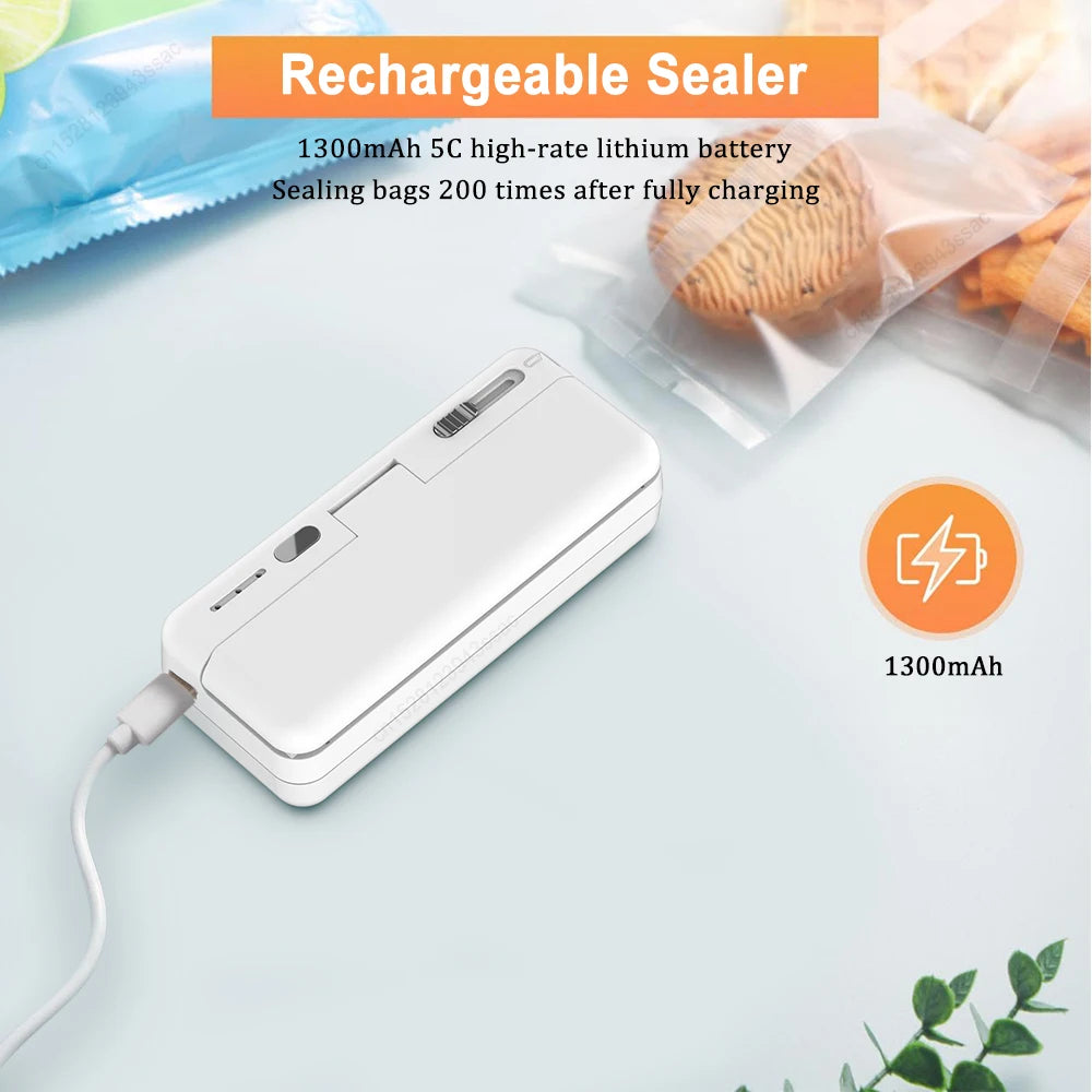 Plastic Bag Sealer Mini Portable Sealing Machine Handheld Package Sealer Rechargeable Plastic Bag Heat Sealer for Packaging Food