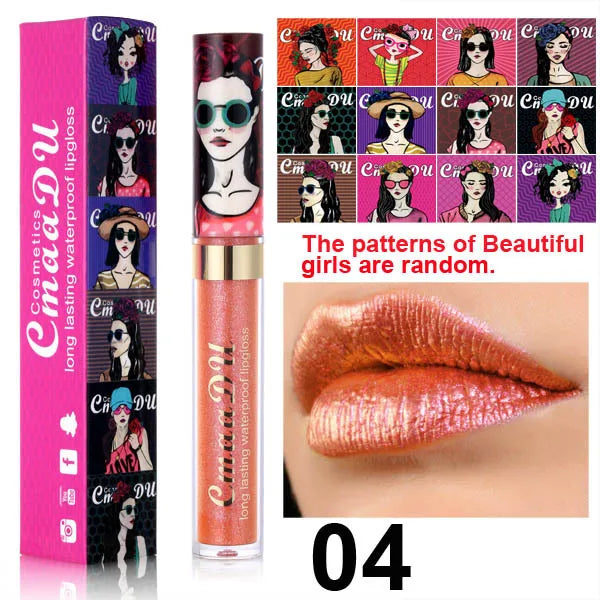 11 Color Lip Gloss  Metallic Shimmer Glitter Finish Lipstick Long Lasting Waterproof Lip Stain