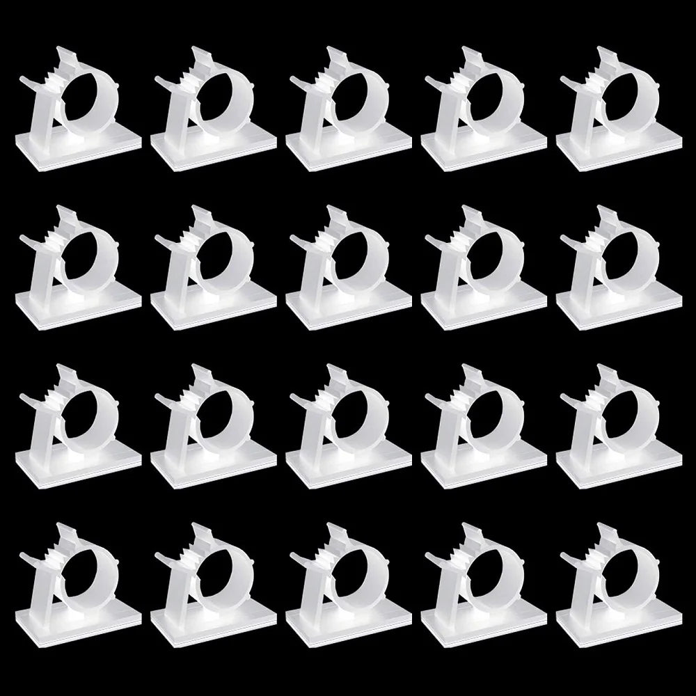20 Pcs Cable Clips Self Adhesive Power Cord Management Wire Holder Cable Organizer Clamp Wire Clip for Car Desktop Wall Phone