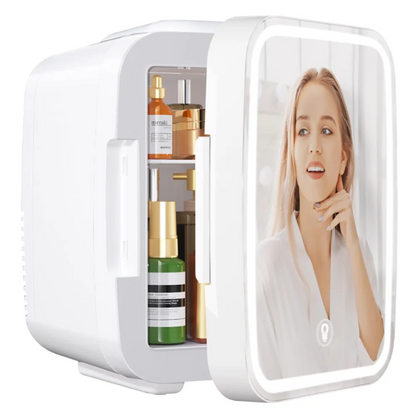 Mini Fridge for Bedroom Fridge with LED Mirror 4L Small Fridge Thermoelectric Heater & Cooler 220 V AC/12V DC Car Office Dorm