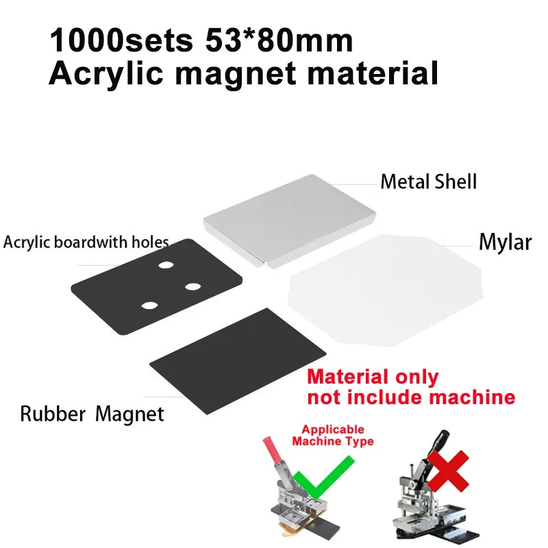 50-80mm DIY Fridge Magnet Maker Machine Rectangular 100Pc Magnet Materials Supply Paper Cutter Photo Refrigerator Sticker Making