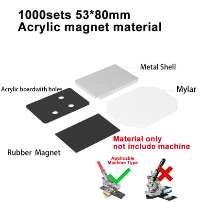 50-80mm DIY Fridge Magnet Maker Machine Rectangular 100Pc Magnet Materials Supply Paper Cutter Photo Refrigerator Sticker Making