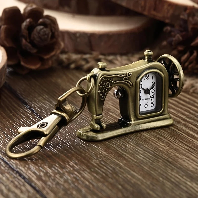 1PC Vintage Necklace Watch Clothes Car Pocket Watch Sewing Machine Quartz Pocket Watch Small Wall Watch Keychain Watch