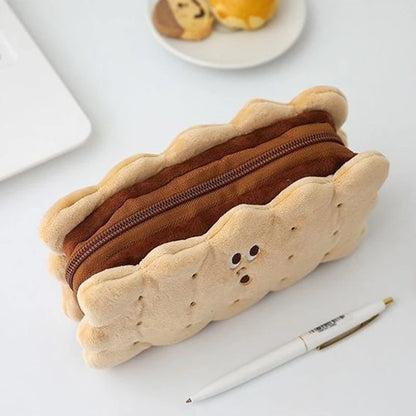Creative Simulation Sandwich Biscuit Pencil Bag Kawaii Plush Pencil Bag Student Stationery Storage Bag Student Supplies