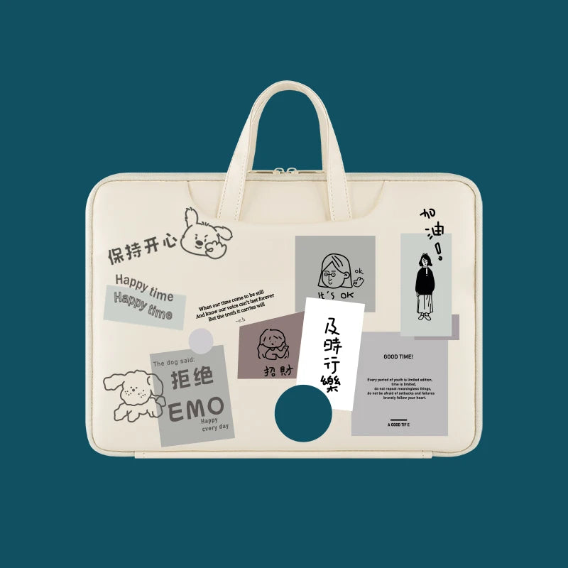 Cute Laptop Bag 13.3 14 15 15.6 Inch Waterproof Shockproof Notebook Case For Macbook Air Pro 13.6 16 Dell Xiaomi Huawei Handbag
