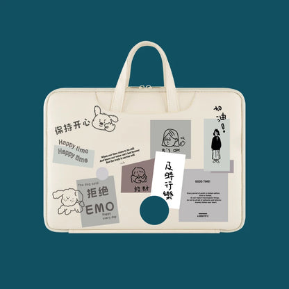 Cute Laptop Bag 13.3 14 15 15.6 Inch Waterproof Shockproof Notebook Case For Macbook Air Pro 13.6 16 Dell Xiaomi Huawei Handbag