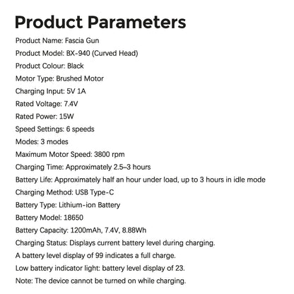 Portable Fascia Gun Full Body Muscle Relaxation Massage Gun with Extended Handle U-Shaped Home Hammer Massager For Back Shoulder