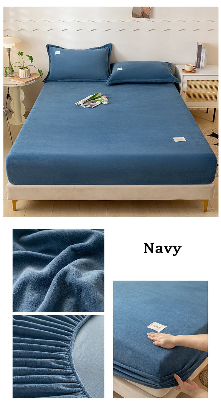 Velvet Thermal Mattress Cover, Plush Fabric Sheets For Winter, Bed Cover, Bed Sheets Set For Single Double King Queen Bed120x200