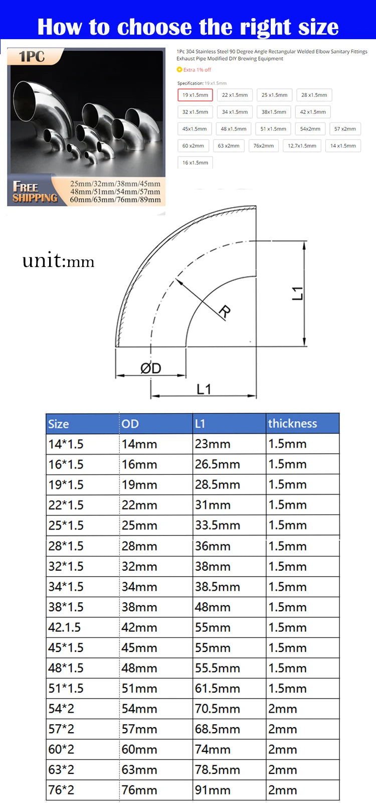 1Pc 304 Stainless Steel 90 Degree Angle Rectangular Welded Elbow Sanitary Fittings Exhaust Pipe Modified DIY Brewing Equipment