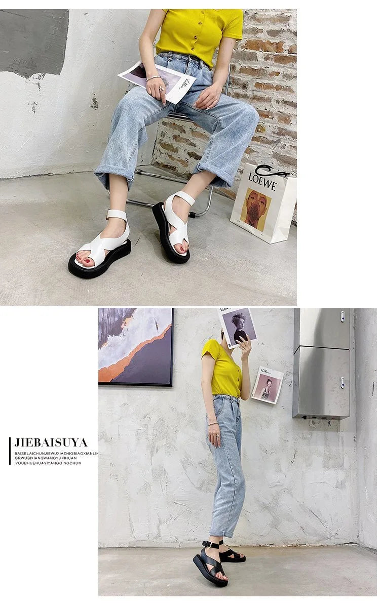 HOT Women's Sandals 2022 Summer Solid Color Comfortable Female Beach Shoes Chunky Sandals For Woman Non-Slip Shoe