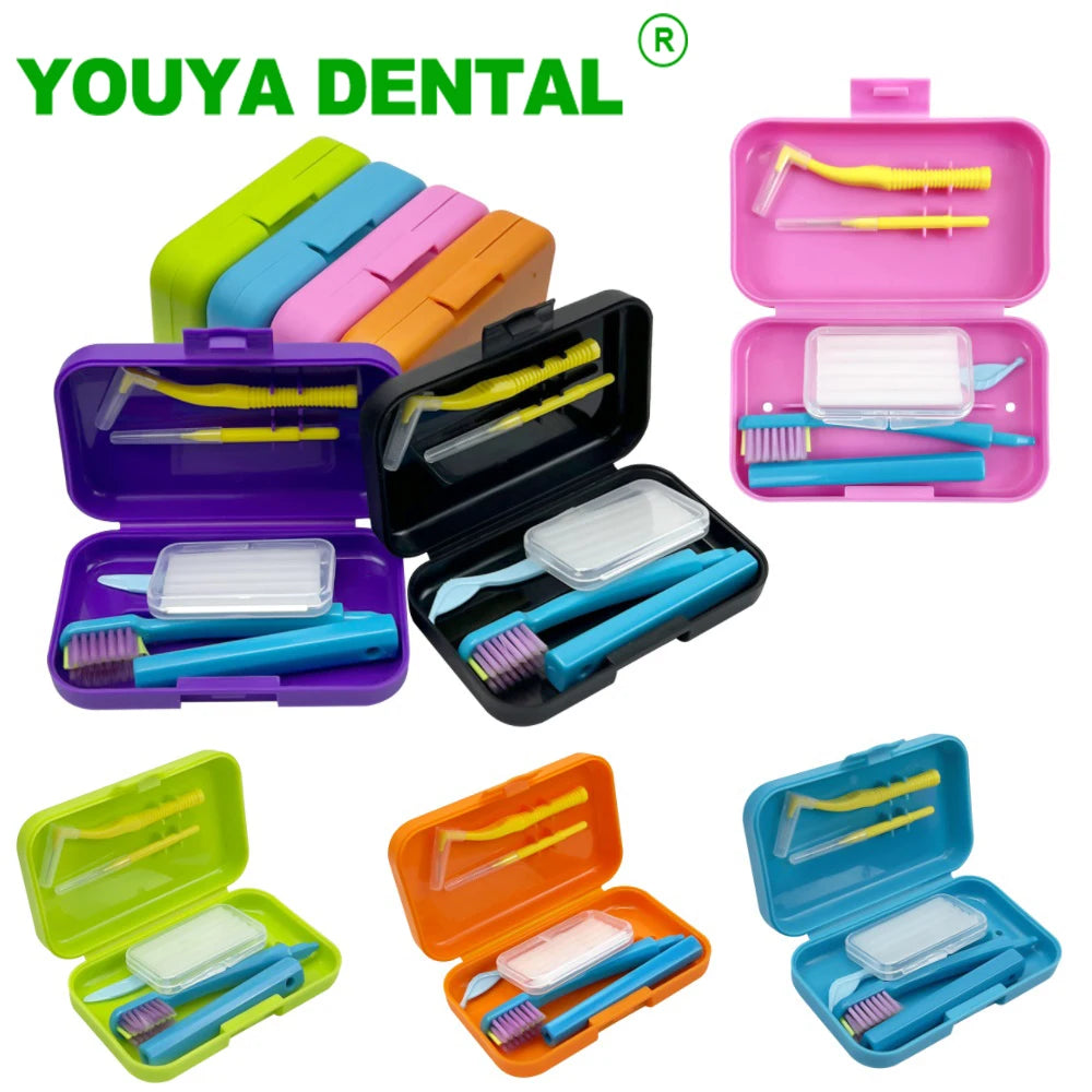 Orthodontic Oral Care Kit Portable Toothbrush Box Orthodontic Wax Foldable Toothbrush Interdental Brush Teeth Whitening Tool Hot