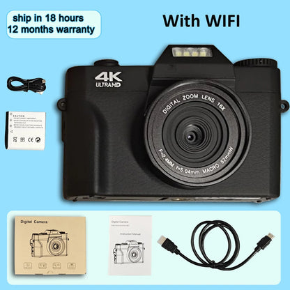 Digital Camera 48MP 4K Camera Vlogging Camera for YouTube 60FPS Auto Focus 16X Zoom Video Camera Camcorder New Recording Camera