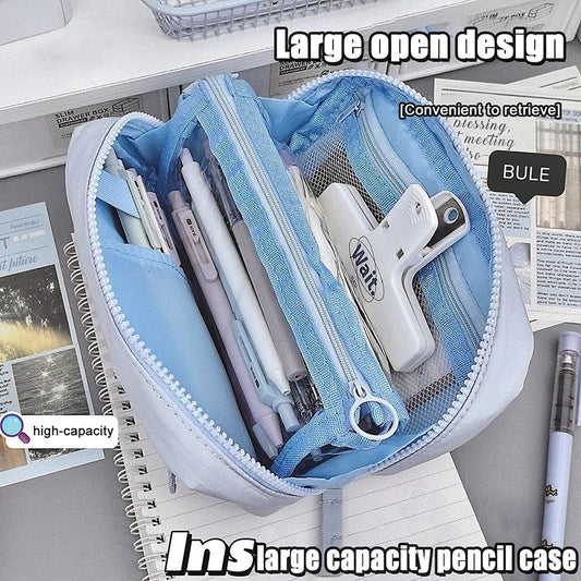 School Essential Large Capacity Pencil Pouch, Adorable Canvas Cosmetic Bag, Student Supply, Ideal Gift