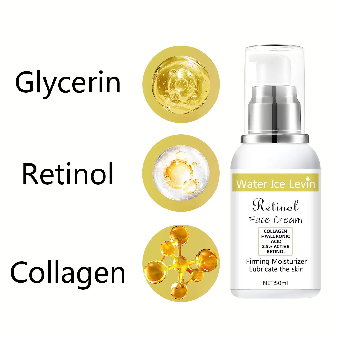 Retinol Cream, Collagen, Hyaluronic Acid, Retinol and Niacinamide Moisturizing and Nutrition, Soft, Elasticity, Vitality and Peeling Skin