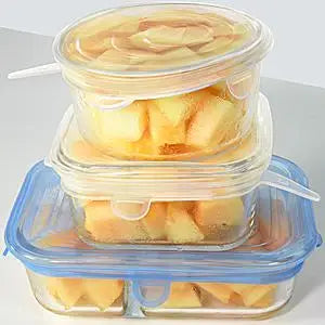 12pcs Silicone Stretch Lids Round Rectangle Magic Lids Reusable Food Covers for Bowls Cups Cans Shapes of Container Dishwasher