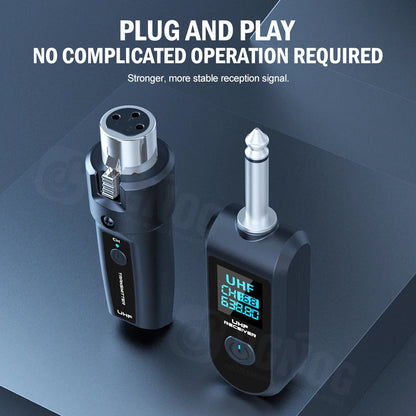 DGNOG UHF XLR Adapter System Wireless Microphone Transmitter Receiver System for Dynamic Microphone Guitar Audio Mixer PA System