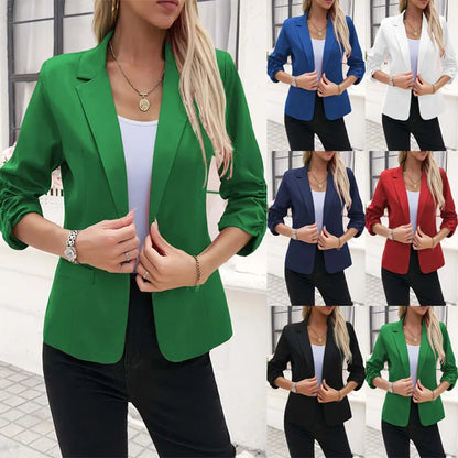 New Office Lady Suits Jacket Tops Formal Women's Seven Quarter Sleeved Suit Coats Casual Black Workwear Blazer Femme Clothing