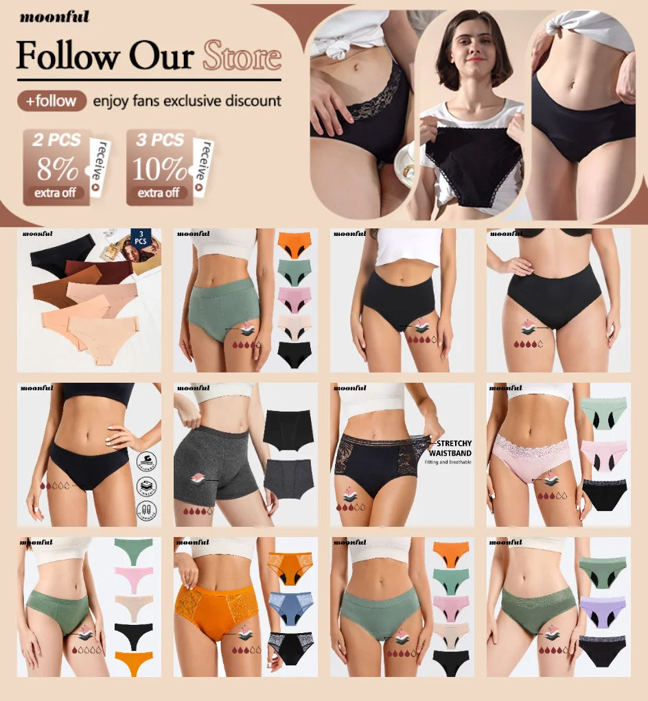 Women's Menstrual Panties Leak Proof Bikini Menstrual Strong Menstrual Cycle Absorbent Underwear Abundant Flow Menstrual Briefs