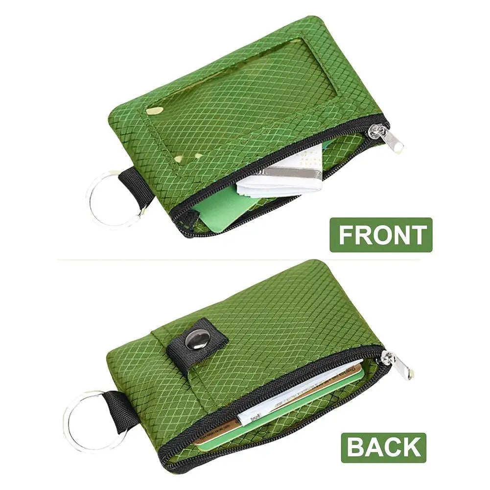 RFID Blocking Slim Wallet with ID Window, Waterproof Travel Card Holder, Protector with Keychain & Wrist Strap for Men Women