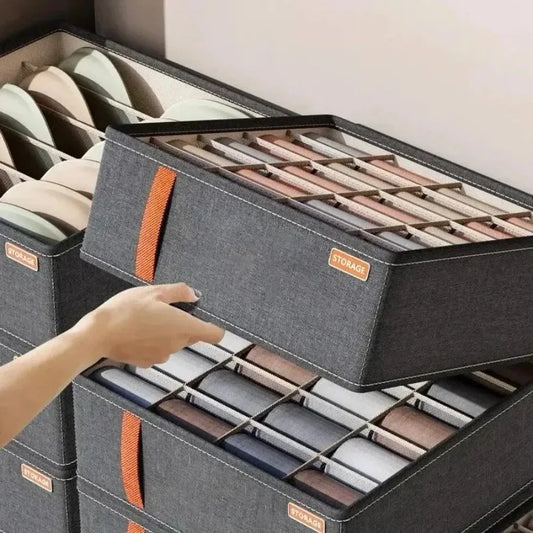 Wardrobe Clothes Organizer 6-20 Grids Clothes Trousers Jeans Storage Box Underwear Bra Socks Compartment Drawer Organizers boxes