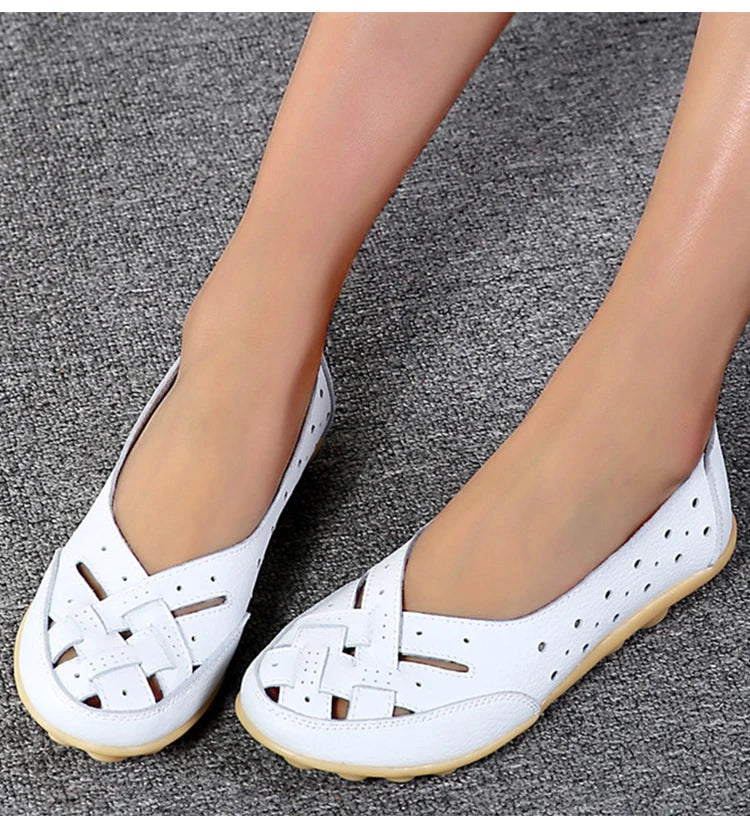 Shoes Women  2025 Soft Leather Shoes White Women's Loafer Slip On Flats Zapatos De Mujer Flat Shoes Women Casual Footwear Female
