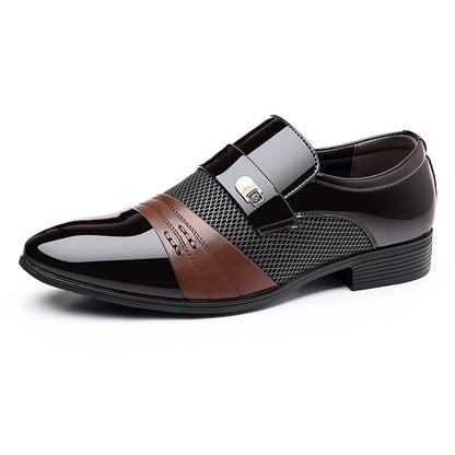 Men's Slip On Business Shoes Glossy Pointed Toe Uniform Modern Office Shoes Suitable for Office Evening Party