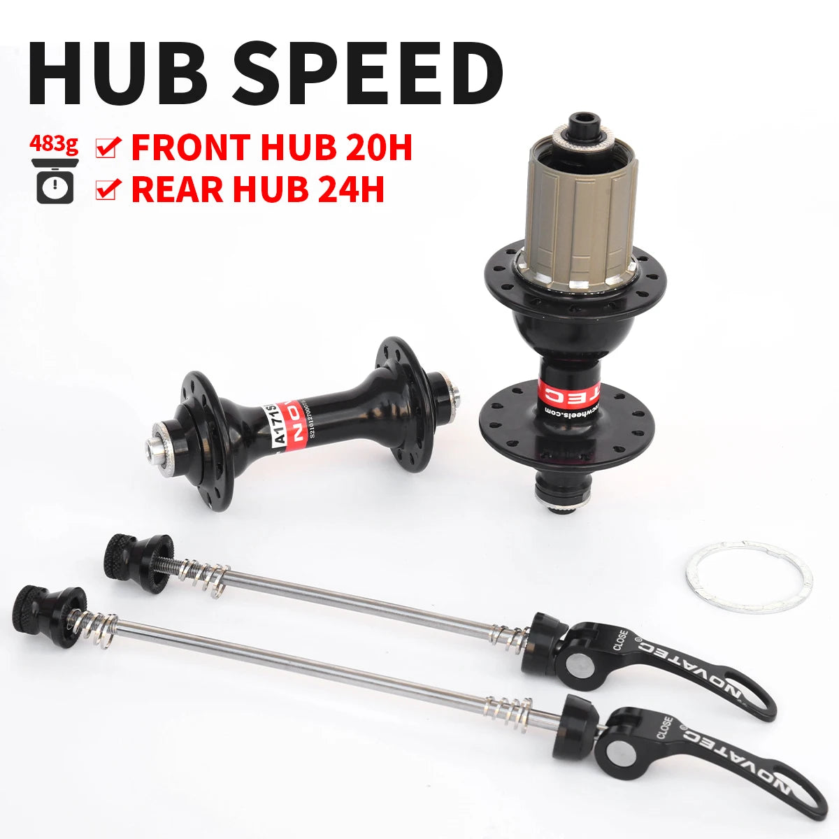 Road Bike Hubs 171/172 SHIMAN0 Hubs Front 20H Rear 24H Quick Release Hubs Compatible with 9/10/11 Speed Bikes