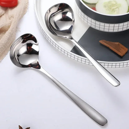 1pc Stainless Steel Thickening Spoon Creative Long Handle Durable Hotel Hot Pot Spoon Soup Ladle Home Kitchen Essential Tools