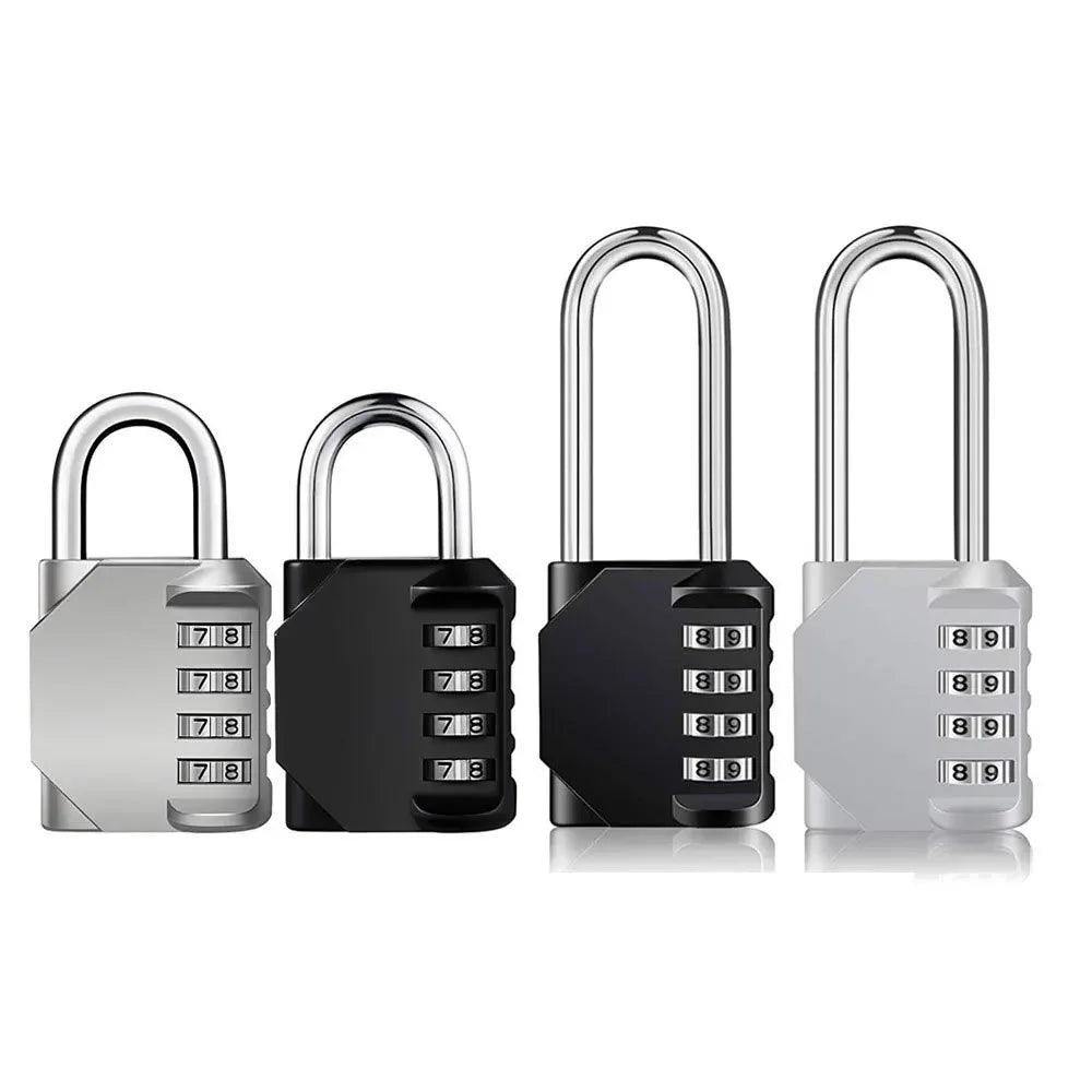 Combination Padlock Outdoor 4 Digit Long Shackle Waterproof Password Padlock Pad Lock For School Locker Gym Locker Fence Gate