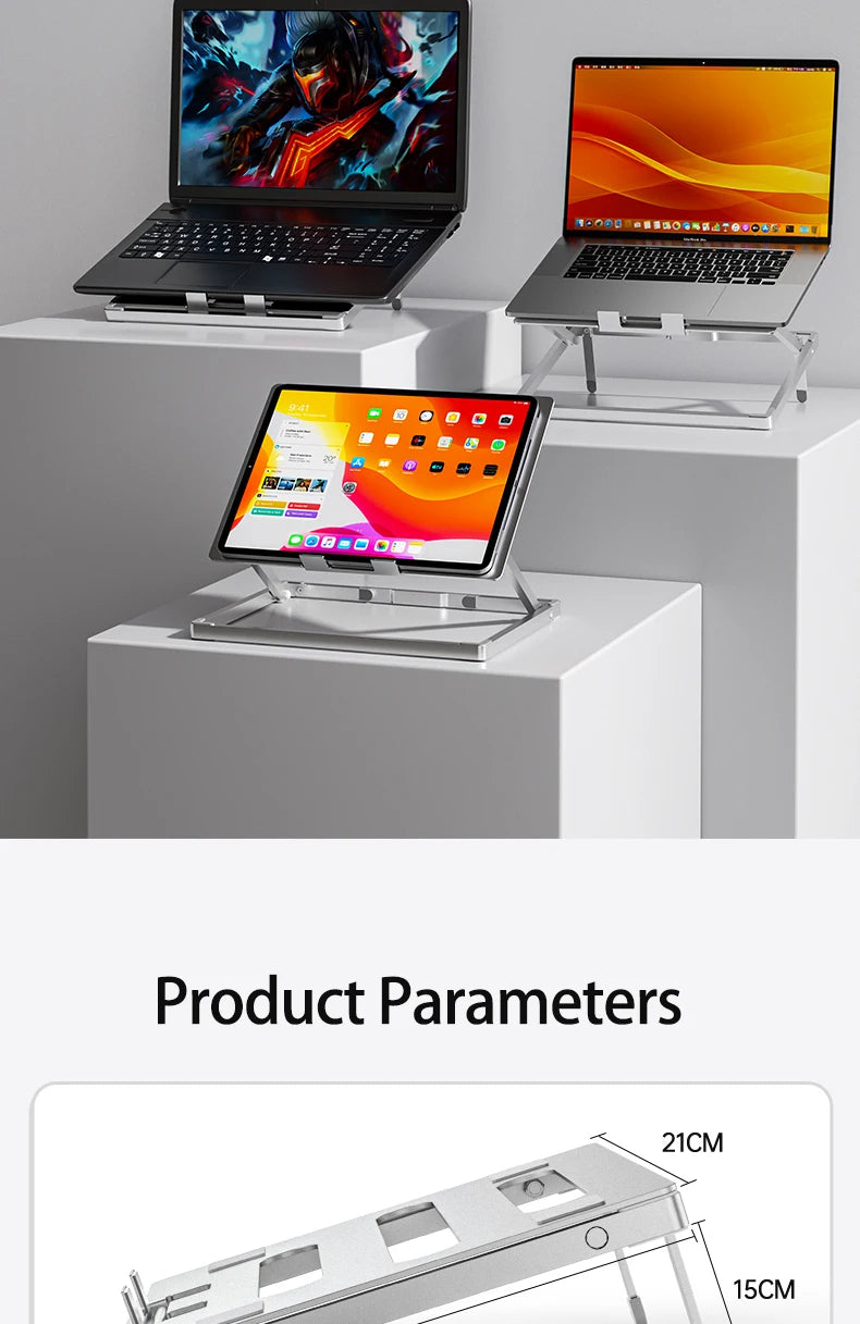 Laptop Stand for Desk, Height Adjustable Laptop Riser Aluminum Portable Laptop Holder, Holds All Notebook up to 17.3 Inches