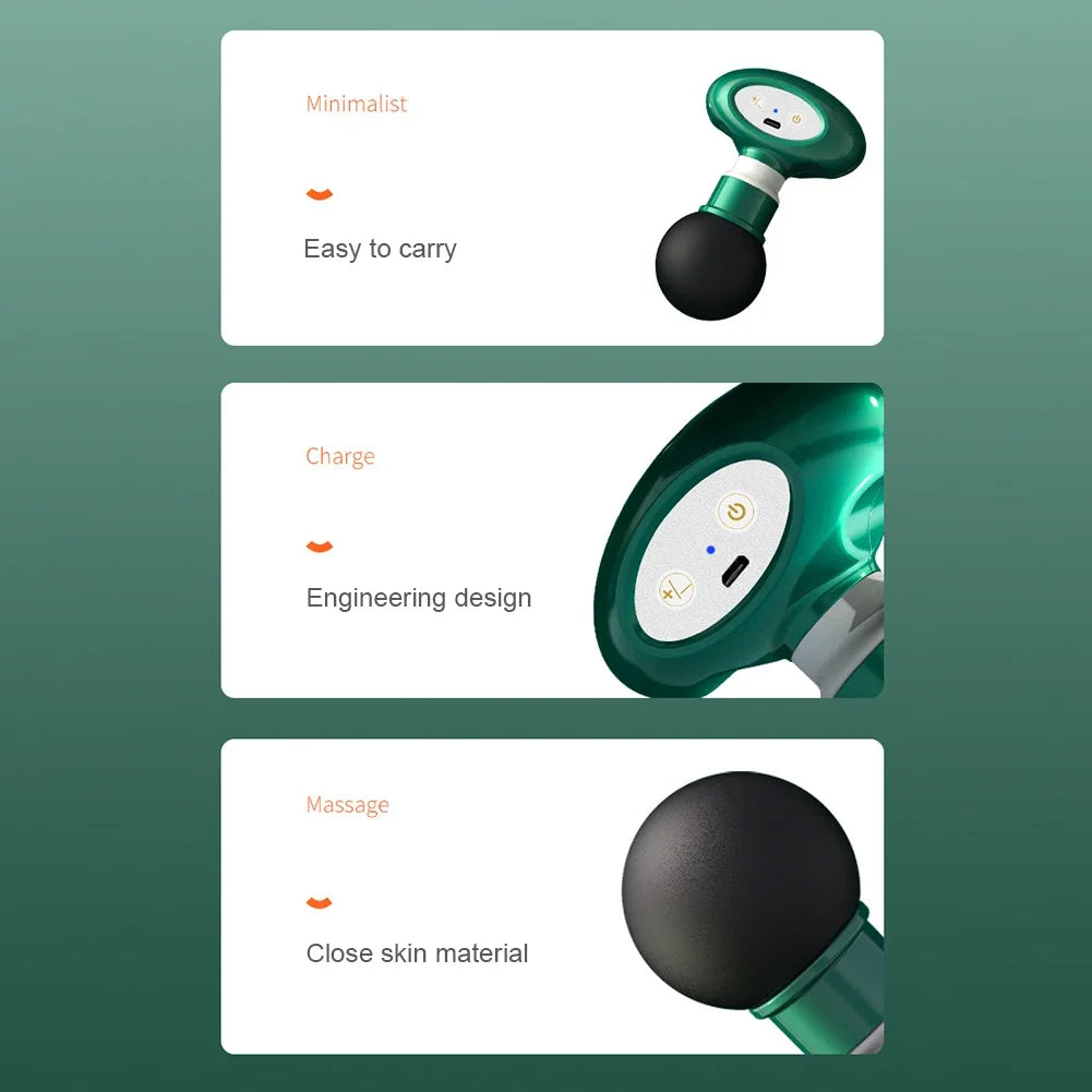 Portable Mini Pocket Wireless Massage Gun Electric Sport Handheld Fascial Gun Body Deep Tissue Muscle Vibration Fitness Massager