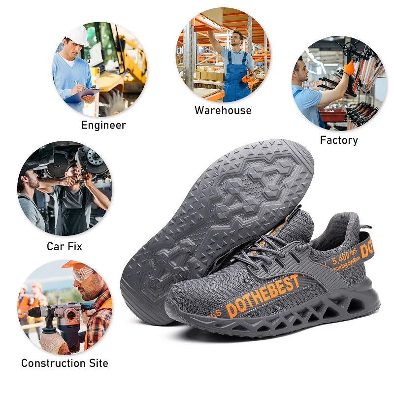 Steel Toe Safety Shoes for Men Women Lightweight Work Sneakers Puncture Proof Work Shoes Unisex Coustruction Safety Work Boots