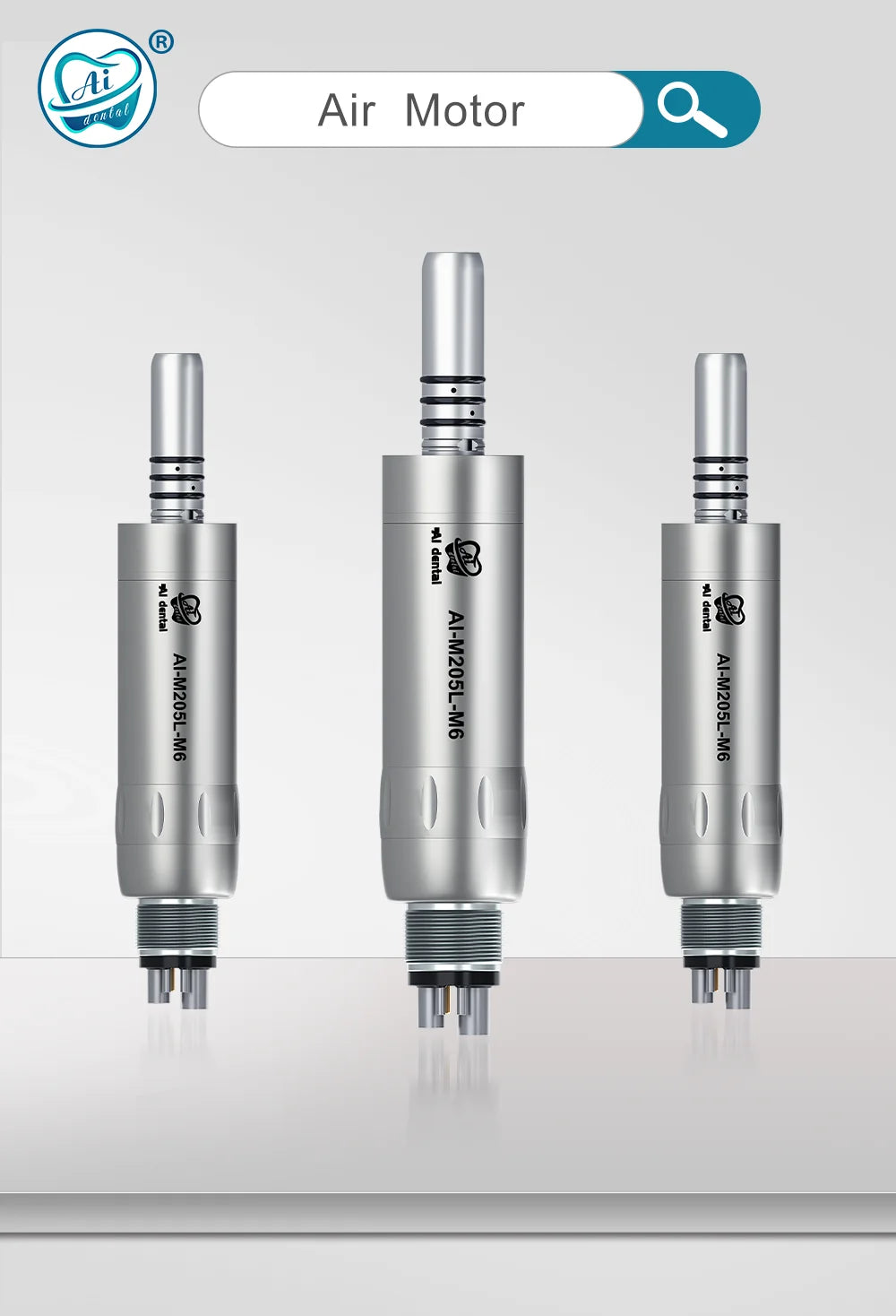 LED Illumination Dental Low Speed Air Motor With Micro Power Generator E-type 2/4/6 Hole Internal Water Spray AI-M205LG