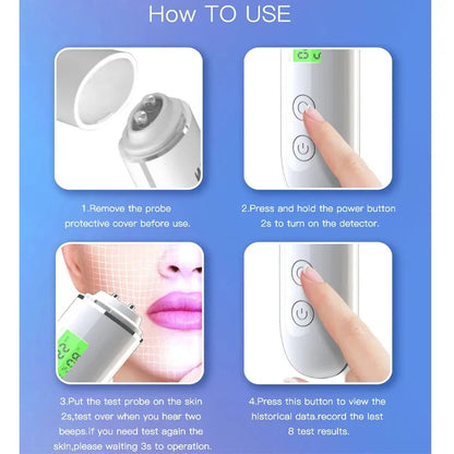 LCD Digital Skin Detector Pen Face Skin Tester Skin Smart Water Oil Fluorescent Content Facial Moisture Analyzer Skin Care Tools