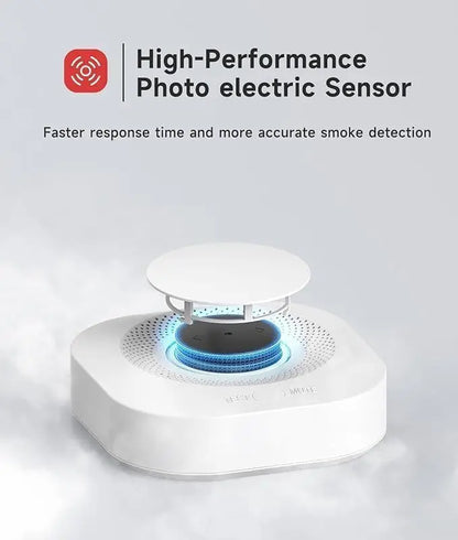 Smart Smoke Detector Fire Alarm with Replaceable Battery, Wi-Fi Smoke Detector, Real-Time App Notifications