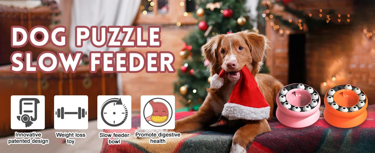 Cat Slow Feeder Raised Cat Dog Food Bowls with Stand Cat Puzzles Feeder Rotating Slow Feeder Non-Slip Food Bowls Slow Eating