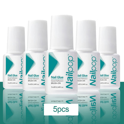 Nailpop Nail Glue 2/5PCS Strong Adhesive Fast Drying Long Lasting Transparent Acrylic Glue for Artificial Nails Nail Art Tools
