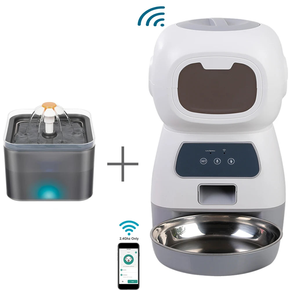 Automatic Cat Feeder 3.5L Dog Dry Food Dispenser Bowl 2L Pet Dogs Water Fountain Drinking Feeding For Pet Smart Tuya WIFI Feeder