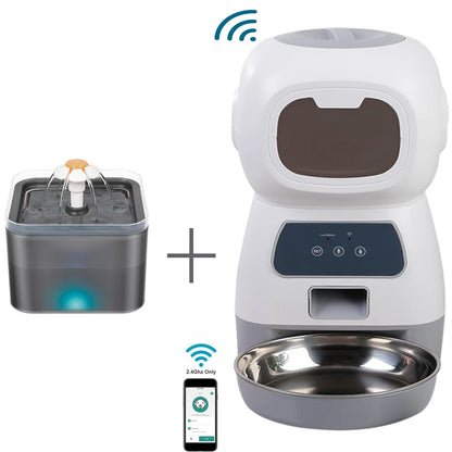 Automatic Cat Feeder 3.5L Dog Dry Food Dispenser Bowl 2L Pet Dogs Water Fountain Drinking Feeding For Pet Smart Tuya WIFI Feeder
