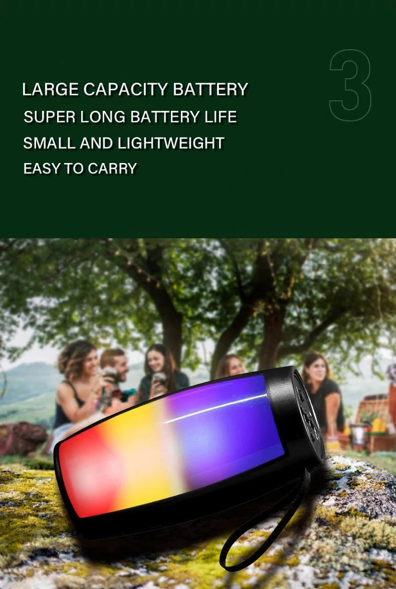 1PC RGB Colorful Lights Wireless Bluetooth Speaker With LED Light Portable Outdoor Stereo Supports TF And U Disk Expansion