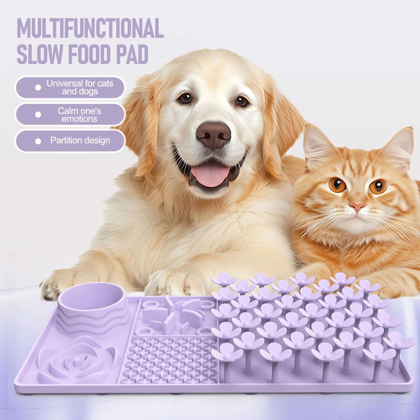 Pet Licking Mat Pet Silicone Eating Ware Dog Slow Food Mat Placemat  Dog Feeder Supplies Suction Cup Dog Bathing Distraction